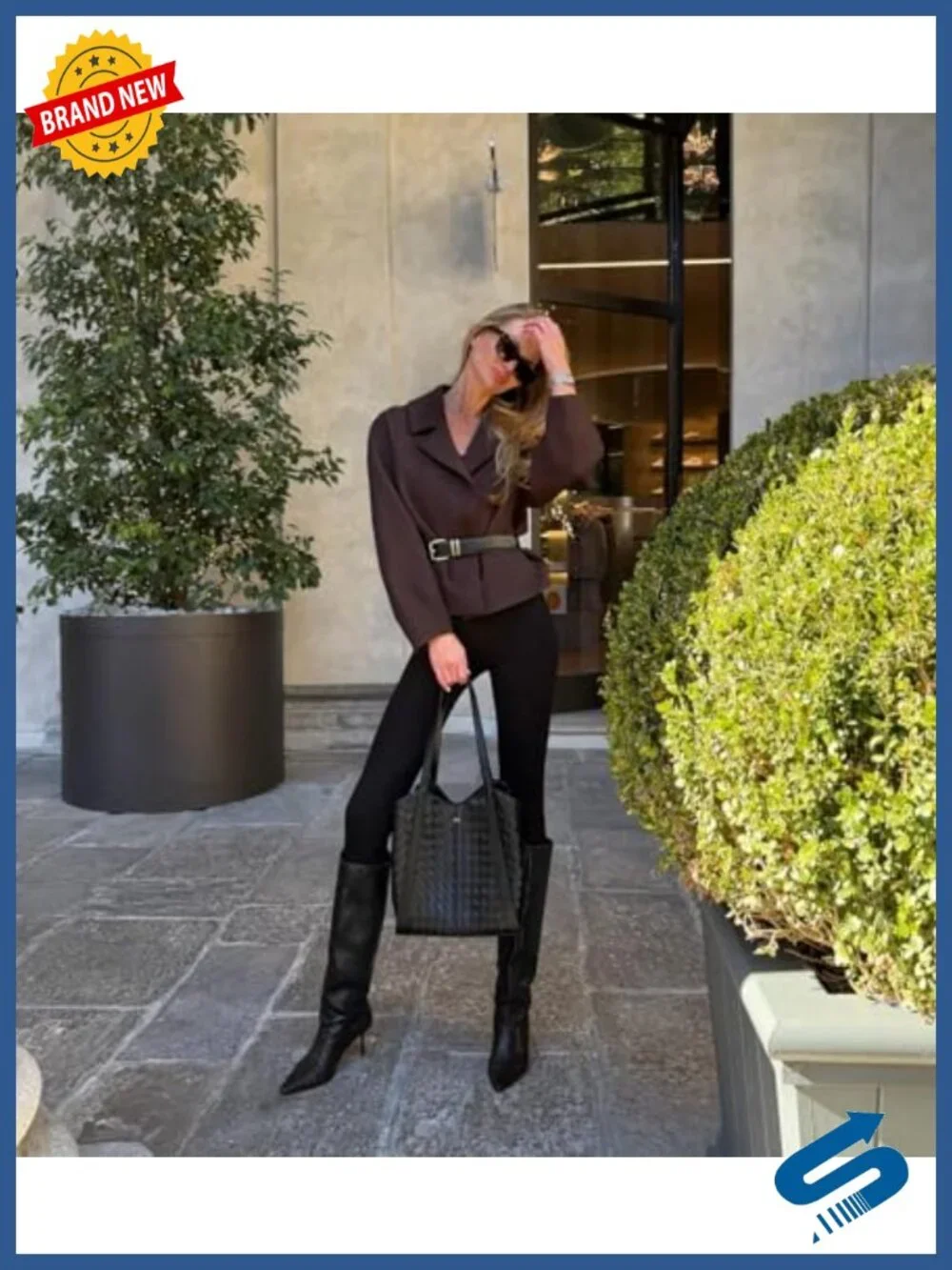 Large Capacity Vegan Leather Tote Bag with Gold Hardware